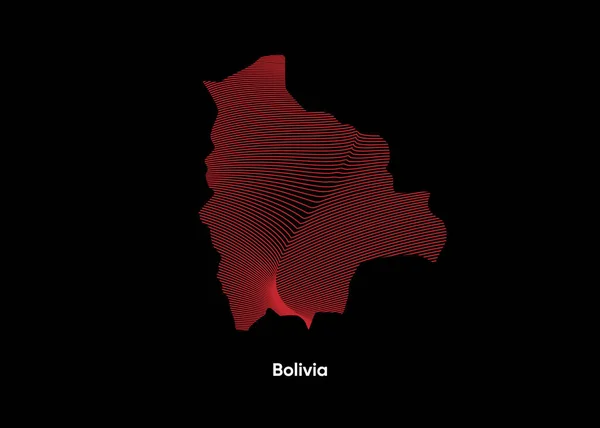 Dynamic Line Wave Map Bolivia Тверда Лінія Мапі Болівії Політична — стоковий вектор