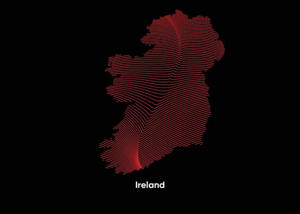 Dynamic Line Wave Map Ireland Mapa Křivolakých Čar Irska Irsko — Stockový vektor