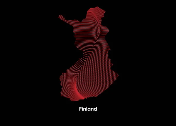Dynamic Line Wave Map Фінляндія Строїсті Лінії Карті Фінляндії Політична — стоковий вектор