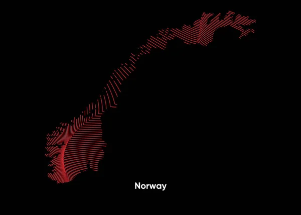 Dynamic Line Wave Map Norway Первая Линия Карте Норвегии Политическая — стоковый вектор