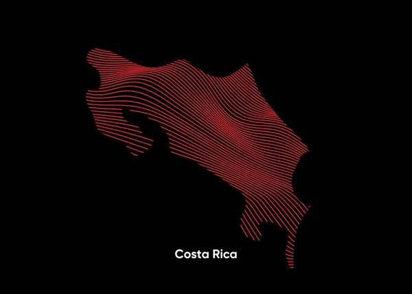 Dynamic Line Wave Map Costa Rica Тверда Карта Коста Рики — стоковий вектор
