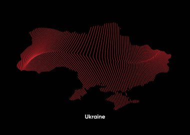 Ukrayna 'nın dinamik çizgi dalga haritası. Ukrayna 'nın büküm çizgileri haritası. Ukrayna Siyasi Haritası