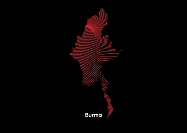 Linea Dinamica Wave Mappa Della Birmania Mappa Delle Linee Svolta — Vettoriale Stock
