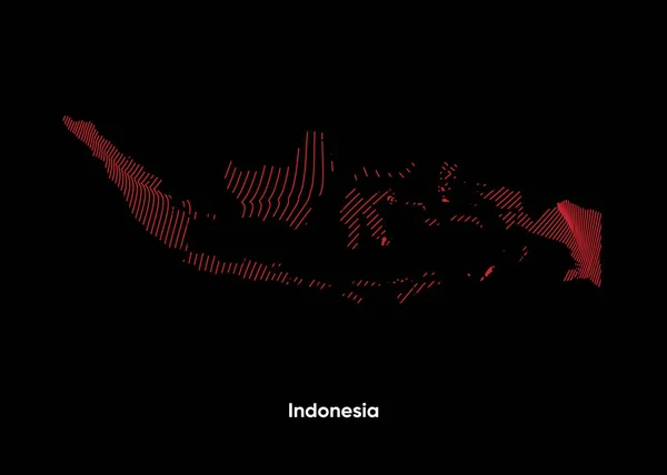 インドネシアのダイナミックライン波地図 インドネシアのツイストラインマップ インドネシア政治地図 — ストックベクタ