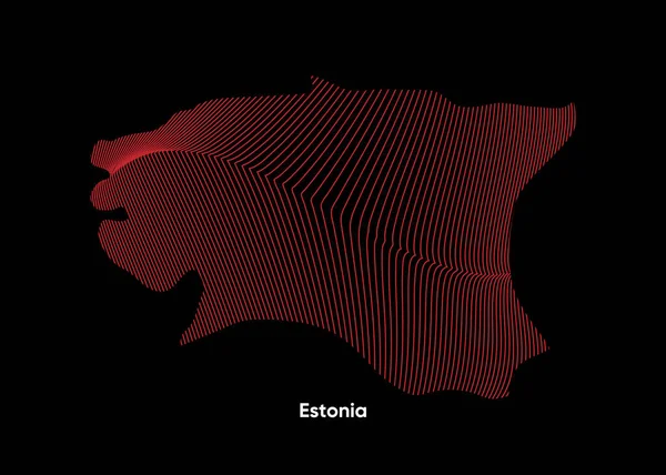 Dynamic Line Wave Map Estonia Твістська Карта Естонії Естонська Політична — стоковий вектор