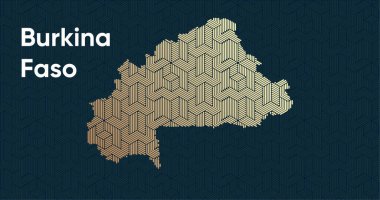 Bir stilize doğu üst üste bindirme desenli ve dönüşüm efektli kart. Haritada üst üste bindirilmiş oryantal altın deseni. Burkina faso Siyasi Haritası