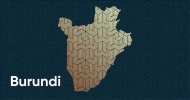 Bir stilize doğu üst üste bindirme desenli ve dönüşüm efektli kart. Haritada üst üste bindirilmiş oryantal altın deseni. burundi Siyasi Haritası
