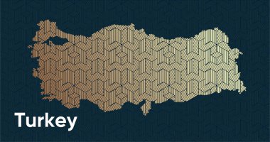 Bir stilize doğu üst üste bindirme desenli ve dönüşüm efektli kart. Haritada üst üste bindirilmiş oryantal altın deseni. Türkiye Siyasi Haritası