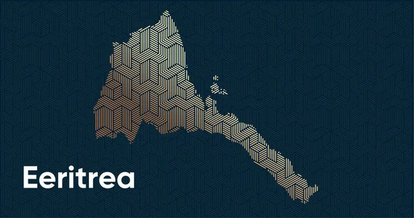 様式化された東洋の重複パターンと変換効果を持つカード 地図上に重ね合わせのあるオリエンタルゴールドパターン エリトリア政治地図 — ストックベクタ