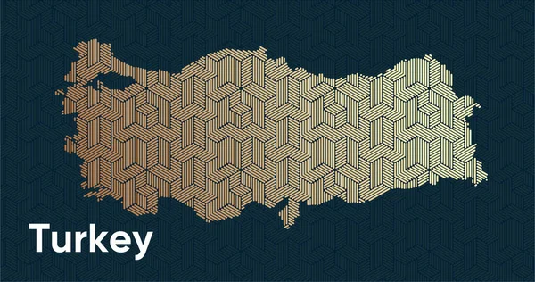 Bir stilize doğu üst üste bindirme desenli ve dönüşüm efektli kart. Haritada üst üste bindirilmiş oryantal altın deseni. Türkiye Siyasi Haritası