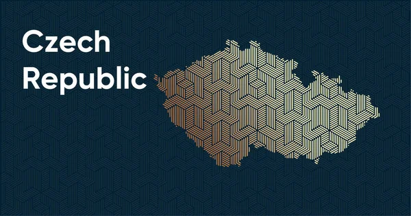 具有风格的东方重叠图案和转换效果的卡片 地图上重叠的东方金图案 Czech共和国政治地图 — 图库矢量图片