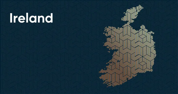 具有风格的东方重叠图案和转换效果的卡片 地图上重叠的东方金图案 爱尔兰政治地图 — 图库矢量图片
