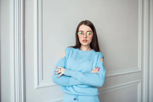 Girl Suit Glasses — Stock Photo, Image
