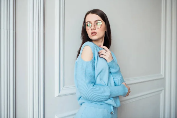 Girl Suit Glasses — Stock Photo, Image