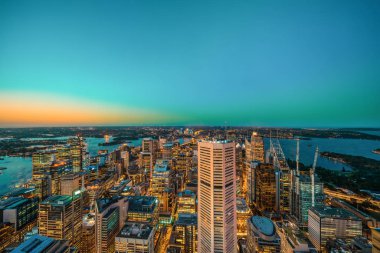 Sydney Tower Sydney Australia havadan görünümü