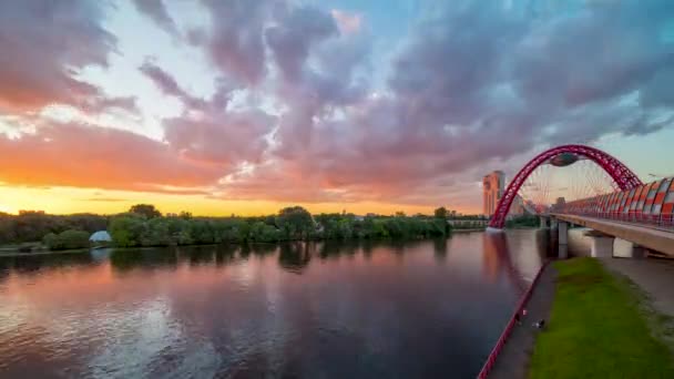 Puente alojado en cable en verano Sunset Timelapse — Vídeos de Stock