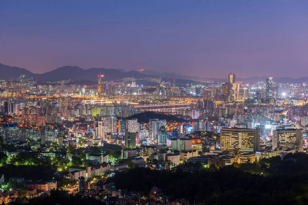 Gece Seoul City hava görünümü, Güney Kore.