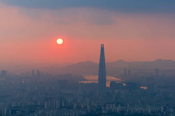 Sunset w: Namhansanseong in Seoul City, South Korea. — Zdjęcie stockowe