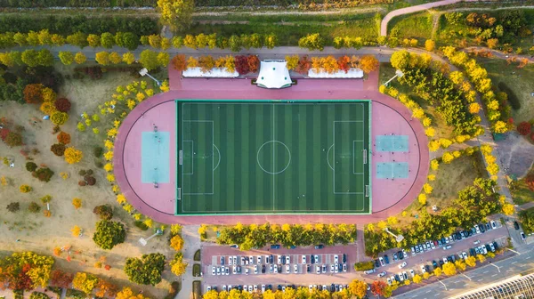 Vista aérea del campo de fútbol en Corea del Sur . — Foto de Stock