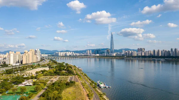 Vista aérea de Seoul City Skyline, Coreia do Sul — Fotografia de Stock