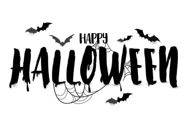 Mutlu Cadılar Bayramı hat yarasalar ile tasarlayın. kullanılabilir poster, arka plan, web sayfası, davetiye için. vektör çizim