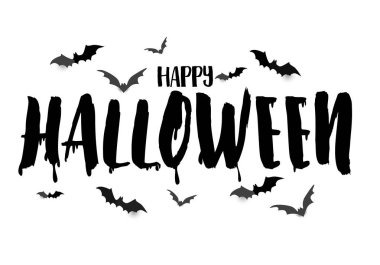 Mutlu Cadılar Bayramı hat yarasalar ile tasarlayın. kullanılabilir poster, arka plan, web sayfası, davetiye için. vektör çizim