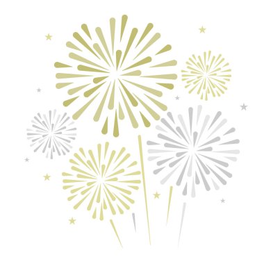 gold and bright firework on white background, can be use for celebration, party, and new year event. vector illustration clipart