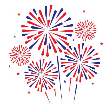 Beyaz arka planda, bağımsızlık günü havai fişek kutlama, parti ve yeni yıl olay için kullanmak olabilir. vektör çizim