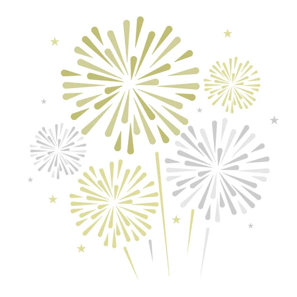 Gold Bright Firework White Background Can Use Celebration Party New — Stock Vector