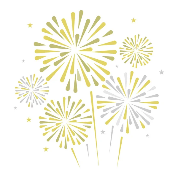 Gold Bright Firework White Background Can Use Celebration Party New — Stock Vector