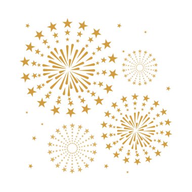 beyaz zemin üzerinde altın ve parlak havai fişek kutlama, parti ve yeni yıl olay için kullanmak olabilir. vektör çizim