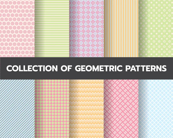Patrones Geométricos Diferentes Colección Pastel Patrón Muestras Vector Textura Infinita — Vector de stock