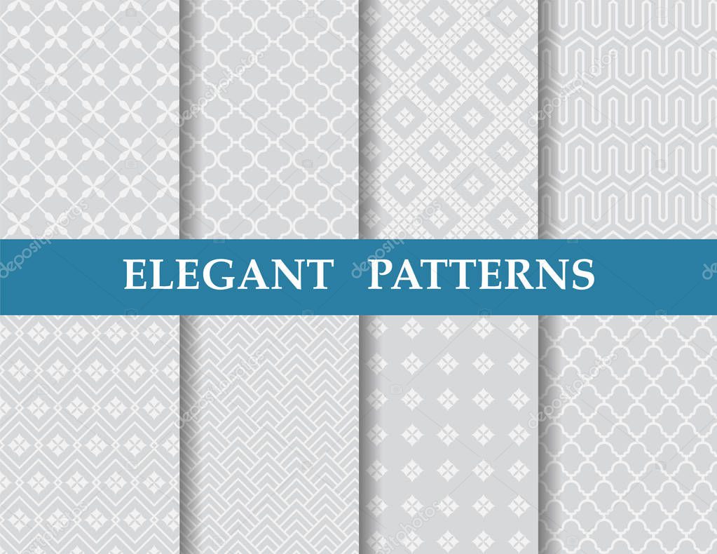 8 different elegant classic patterns. Endless texture can be used for wallpaper, pattern fills, web page background,surface textures,tile, greeting card, scrapbook, backdrop