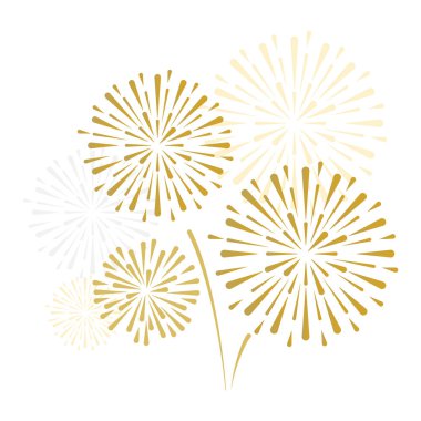 beyaz zemin üzerinde altın ve parlak havai fişek kutlama, parti ve yeni yıl olay için kullanmak olabilir. vektör çizim