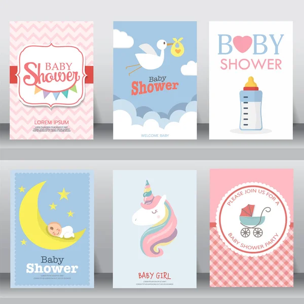 Happy Birthday Holiday Baby Shower Celebration Greeting Invitation Card Layout — Stock Vector