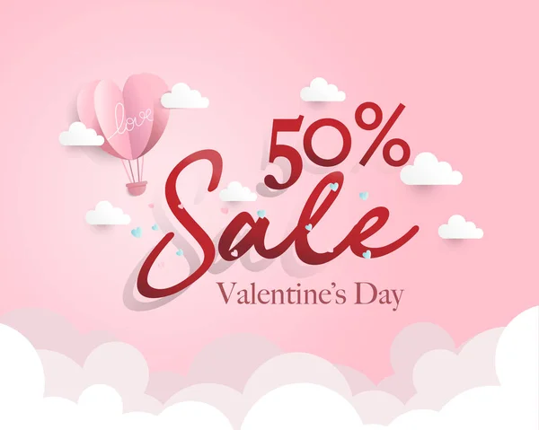 Valentine Day Sale Discount Special Offer Vector Illustration — Stock Vector