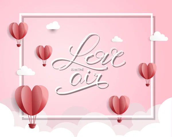 Feliz Dia Dos Namorados Amor Está Conceito Cartaz Aéreo Pode — Vetor de Stock