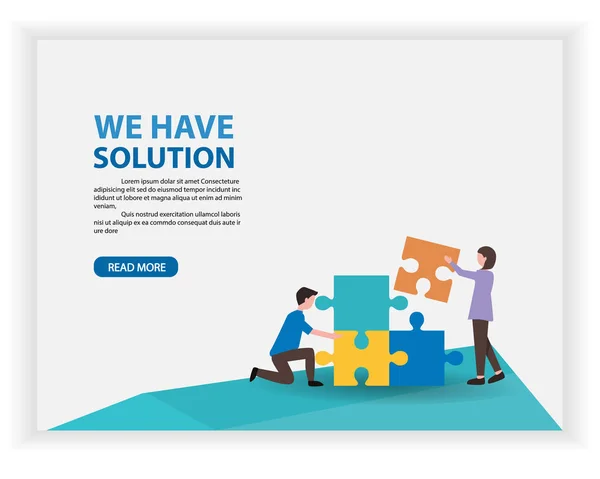 Isometric business solution. jigsaw concept vector — Stock Vector