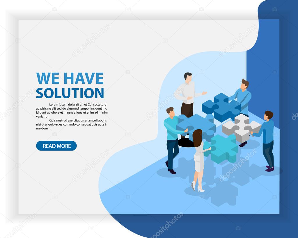 isometric business solution. jigsaw concept vector