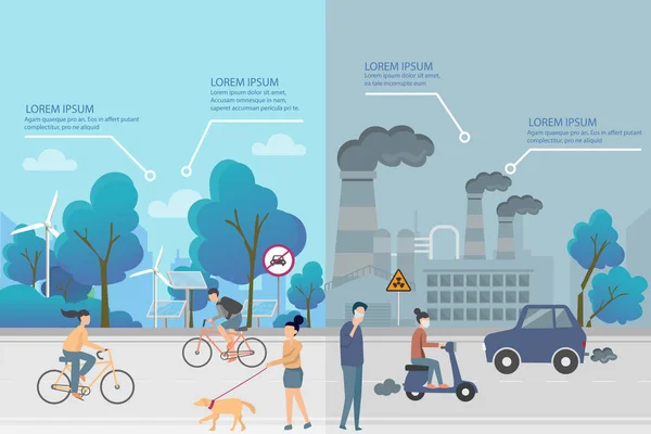 Meio ambiente, elementos infográficos de ecologia. riscos e poluição , — Vetor de Stock