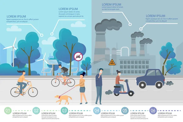 Medio ambiente, elementos de la infografía ecológica. riesgos y contaminación , — Vector de stock