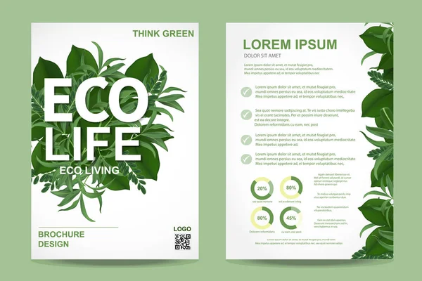 Ecologie brochure folder lay-out ontwerpsjabloon in A4-formaat, Vector — Stockvector
