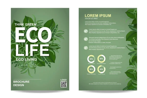 Ecologie brochure folder lay-out ontwerpsjabloon in A4-formaat, Vector — Stockvector