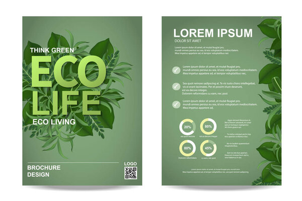 ecology brochure flyer design layout template in A4 size, Vector