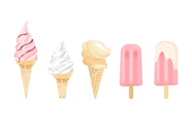 Tatlı lezzet dondurma tasarımı, dondurma nesne beyaz izole