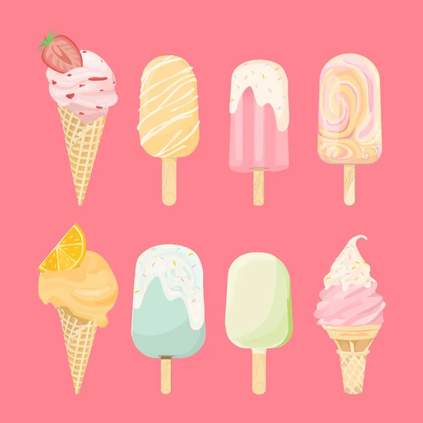 Sweet Ice Cream, geïsoleerd. Vector — Stockvector