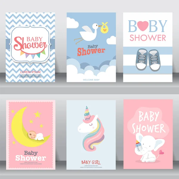 Cute baby shower zaproszenia. wektor — Wektor stockowy