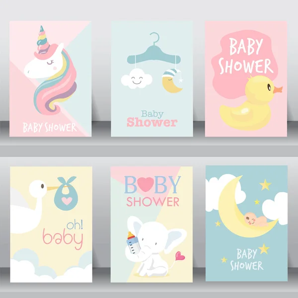 Cute baby shower zaproszenia. wektor — Wektor stockowy