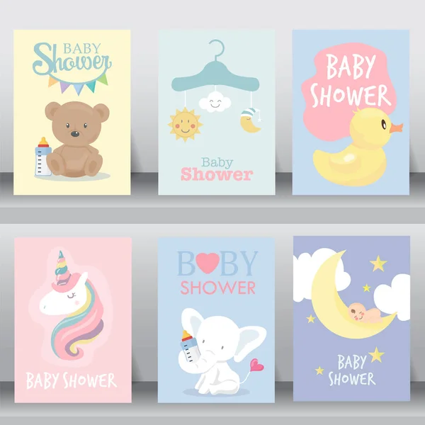 Cute baby shower invitation. vector — Stock Vector