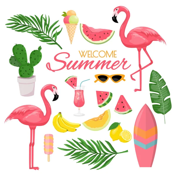 Summer icons set, ice cream, — Stock Vector